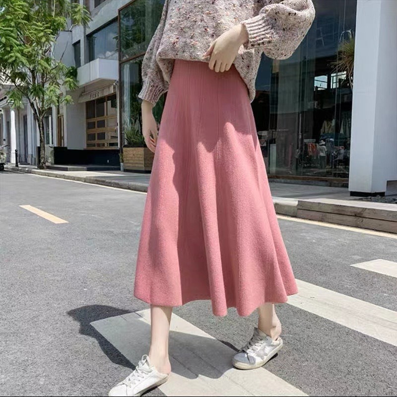 Women's All Match High Waist Wool Knitted Skirt