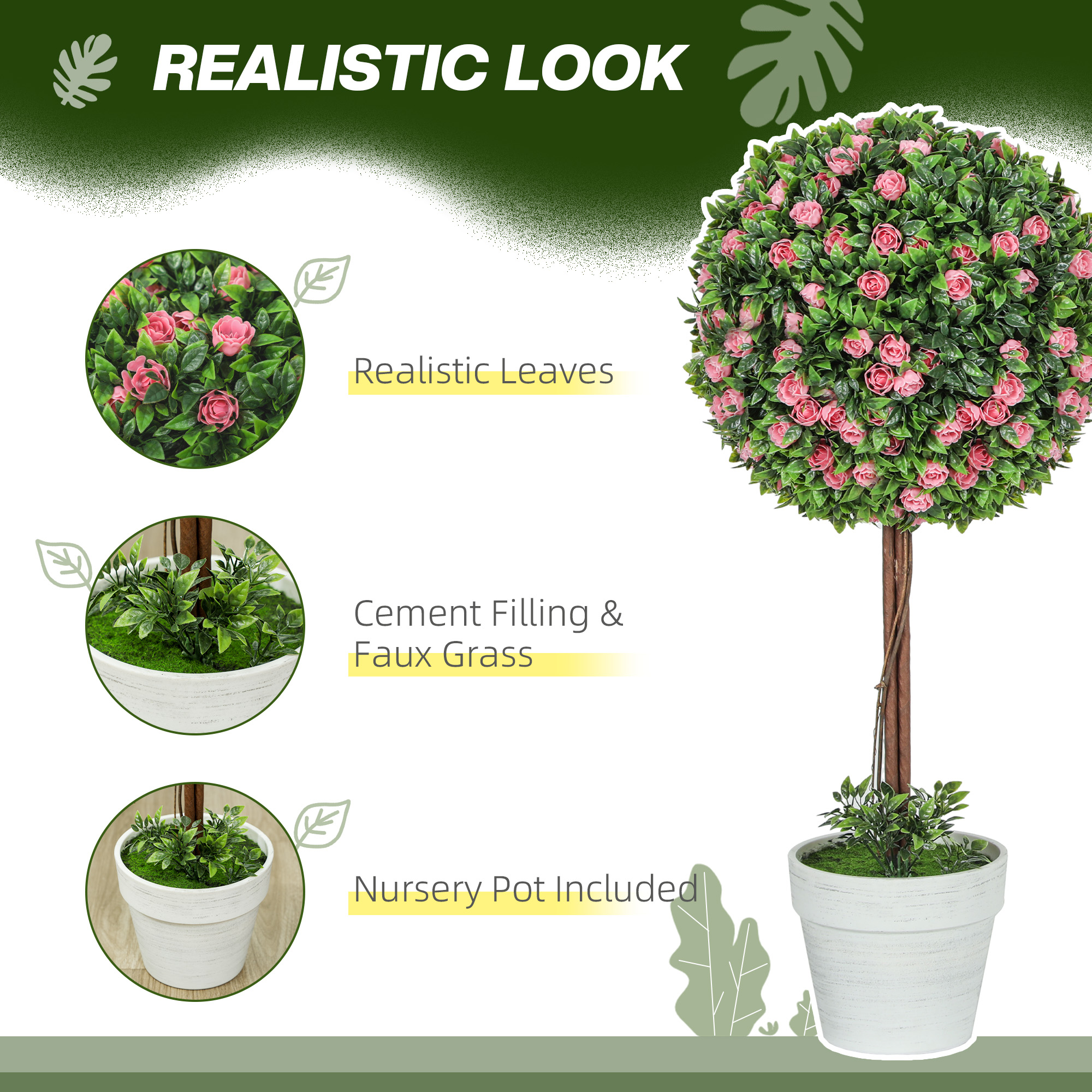 Two Pot Decorative Simulation Plant Set, Nine Lily Flower Potted Plants, Fake — image 9