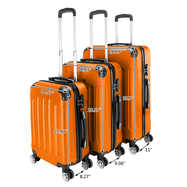 3-in-1 ABS Trolley Case 20 Inches, 24 Inches, 28 Inches Orange — foto 2
