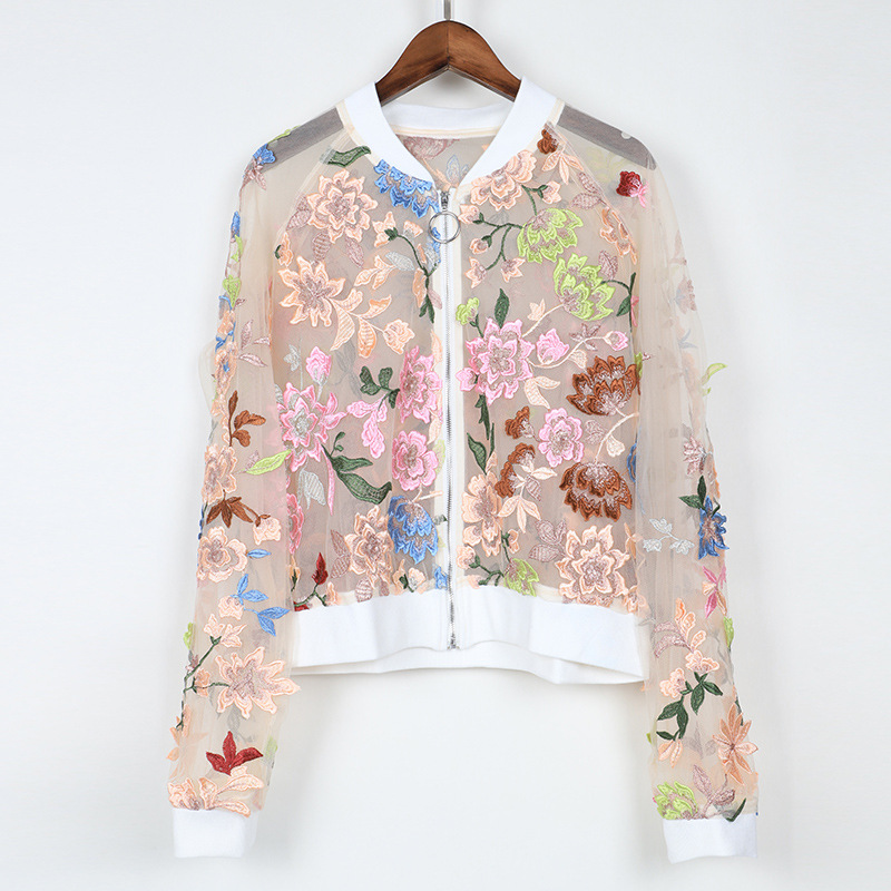 Sweet Embroidered Mesh High-waist Embroidered Fold Top