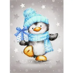 Christmas Pinggu Blue With Snowman Penguin Diamond Painting - 30X40Cm - View 1