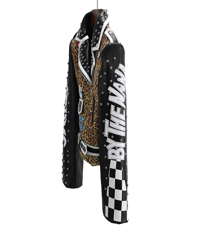 Women's European And American Fashion Print Short Leather Jacket