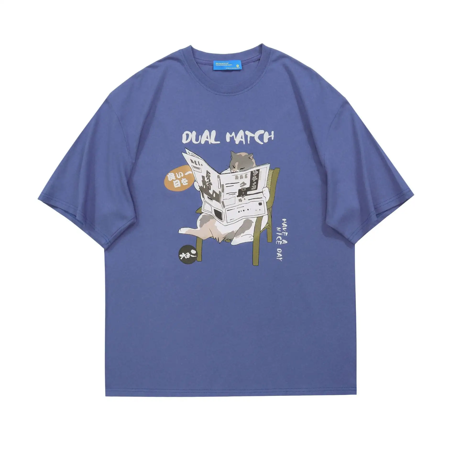 Unisex Round Neck Printed Loose Short Sleeves For Men And Women