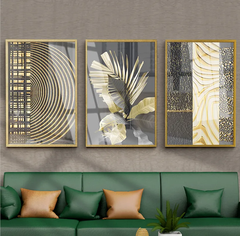 Abstract Golden Paper Poster Luxury Canvas Painting