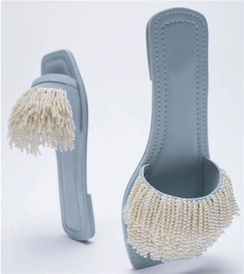 Women's New Resort Pearl Flat Roman Sandals