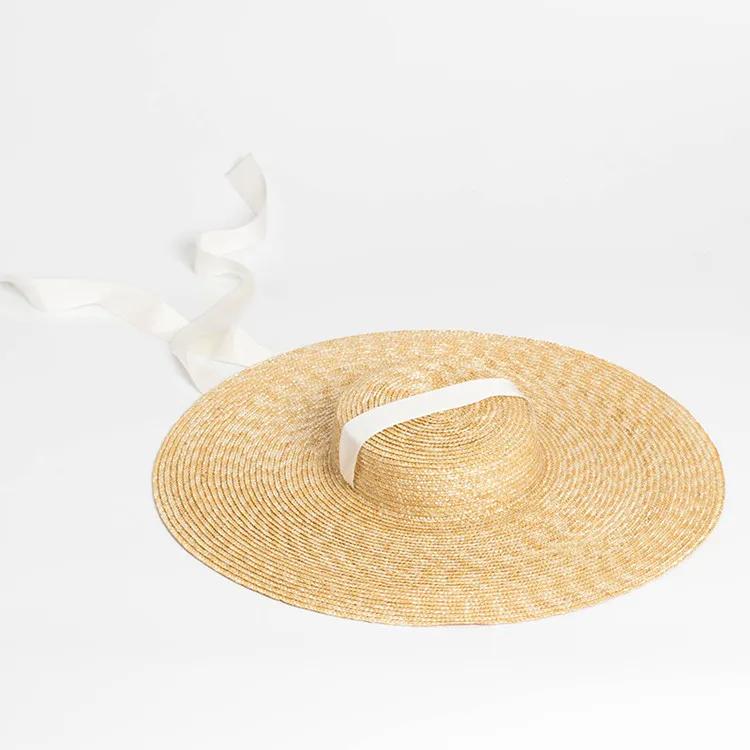 Oversized Straw Hat Ins New Lace-up Straw Shading Vintage Hat - White