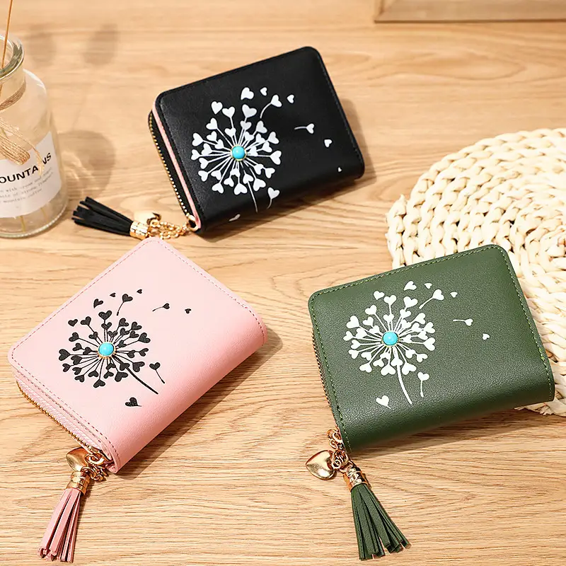 Simple PU Leather Zipper Multiple Card Slots Mini Short Women's Wallet