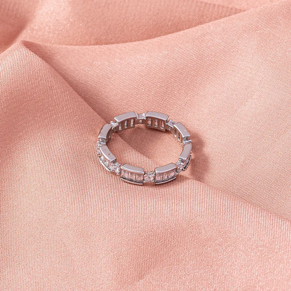 European and American cross-border fashion Aegean Sea micro-inlaid zircon square ring jewelry ring accessories female ring jewelry