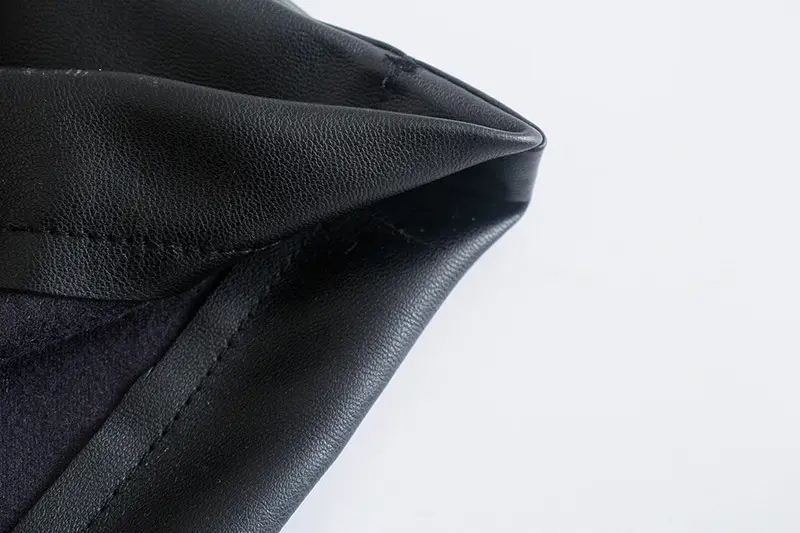 European And American Style Straight High Waist  Leather Casual Look Thin