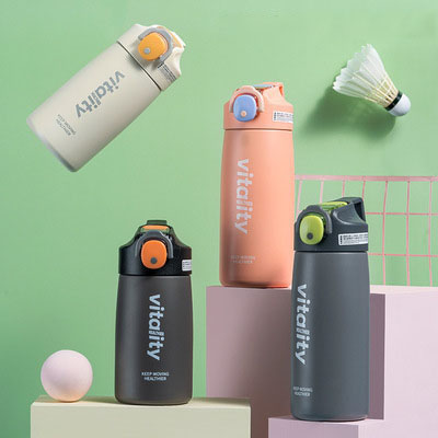 Large-capacity Simple Pop-lid Vacuum Flask, 304 Stainless Steel Sports Water Cup For Boys And Girls