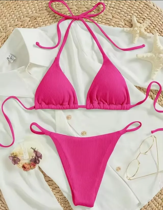 Factory Women's Sexy Small Rib Bikini Tie Bikini Set Two Piece Swimsuit Beach Wear Style3 L - Shop at LoveMi