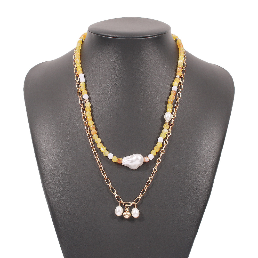 Fashion Ethnic Style Imitation Pearl Clavicle Chain Alloy Pendant