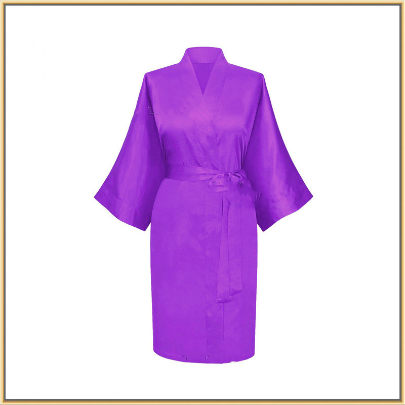 Title 10, Elastic Imitation Silk Pajamas Solid Color Fema...