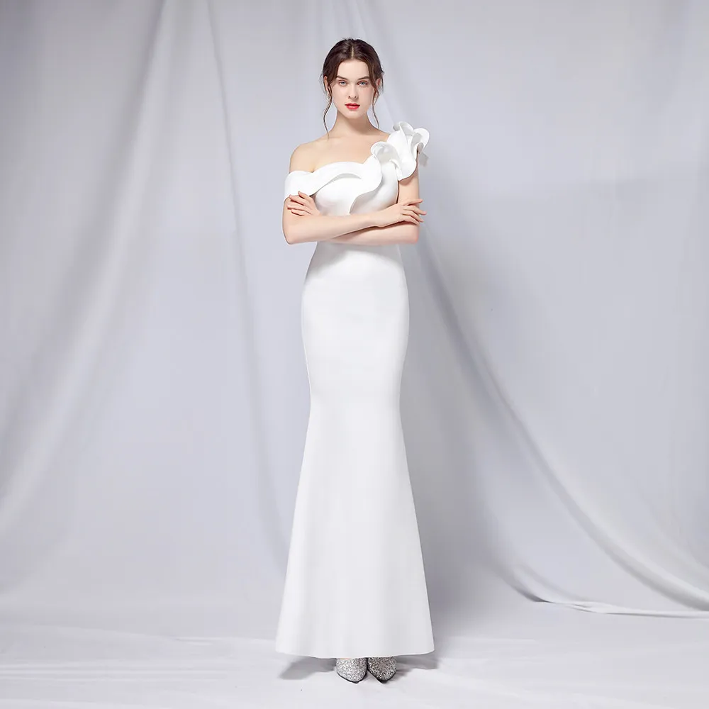 Elegant And Thin Sexy Fishtail Dress - White