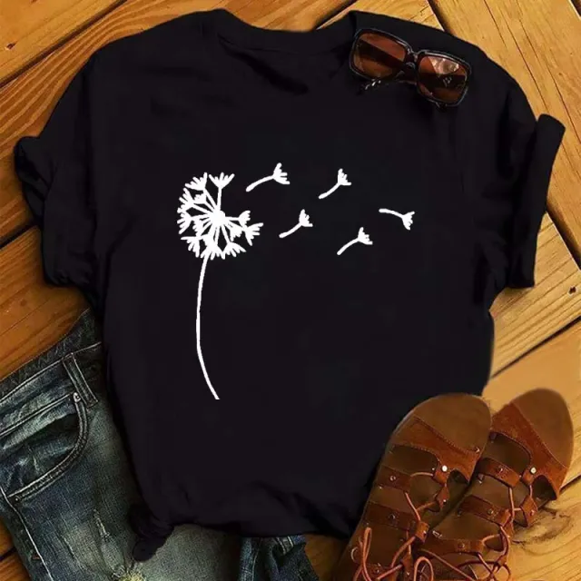 Summer New Fashion Red Love Bicycle Printing Ladies Black T Shirt Loose Casual Black - Shop at LoveMi