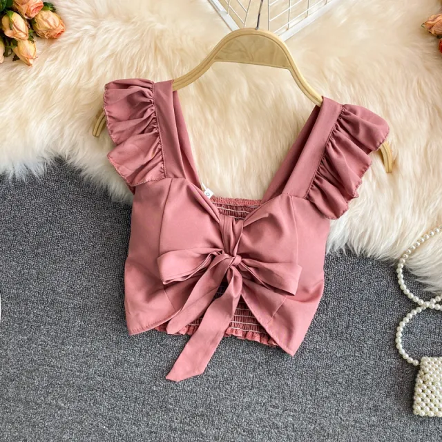Xiayang Style Women's Short Bow Vest Red - Shop at LoveMi