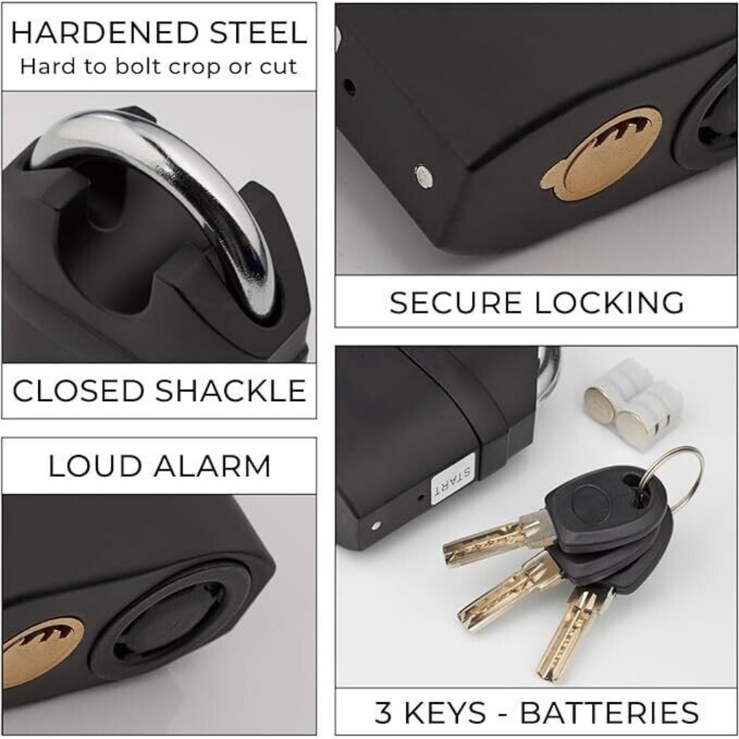 Heavy Duty Steel Waterproof Padlock With Alarm And 3 Keys - High Security Lock — image 10