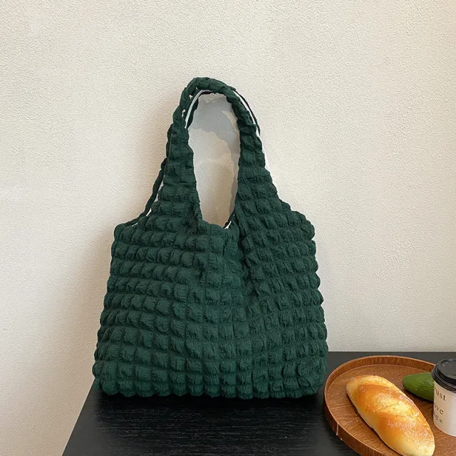 Cute Pleated Puff Shouder Bag Women Large capacity Cloud Armpit Bag Winter Fashion Handbags Girls Green - Shop at LoveMi