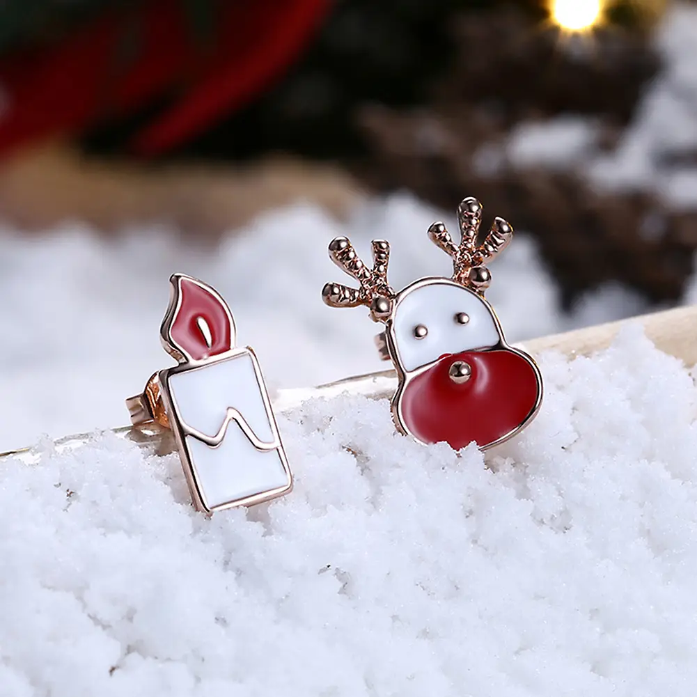 Christmas Stud Earrings Candle Elk Women's Earrings