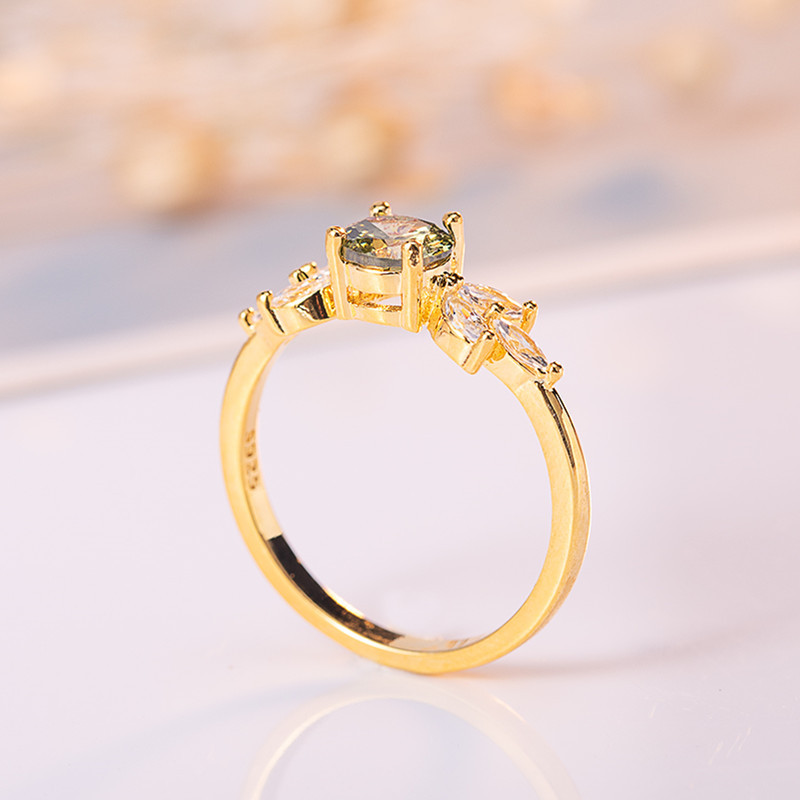 Emerald Ring Female European And American Diamond Zircon