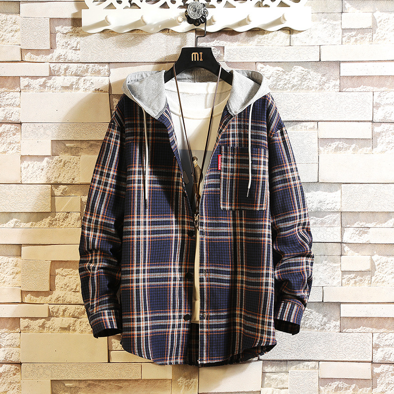 Title 4, Casual hooded plaid shirt