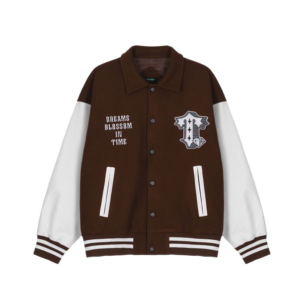 Letter Embroidery Contrast Stitching Baseball Uniform