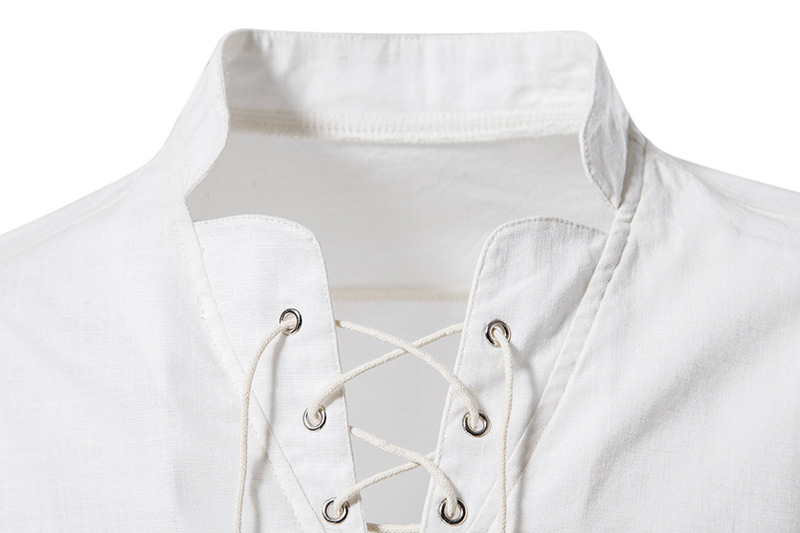 Men's Cotton Linen Shirts Long Sleeve Solid Color - 6