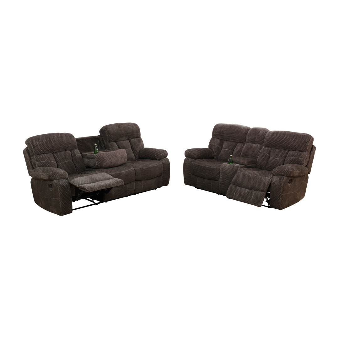 Pickup Only--Brown Cashmere Fleece Living Room Recliner Intelligent 3-Piece Sofa Set