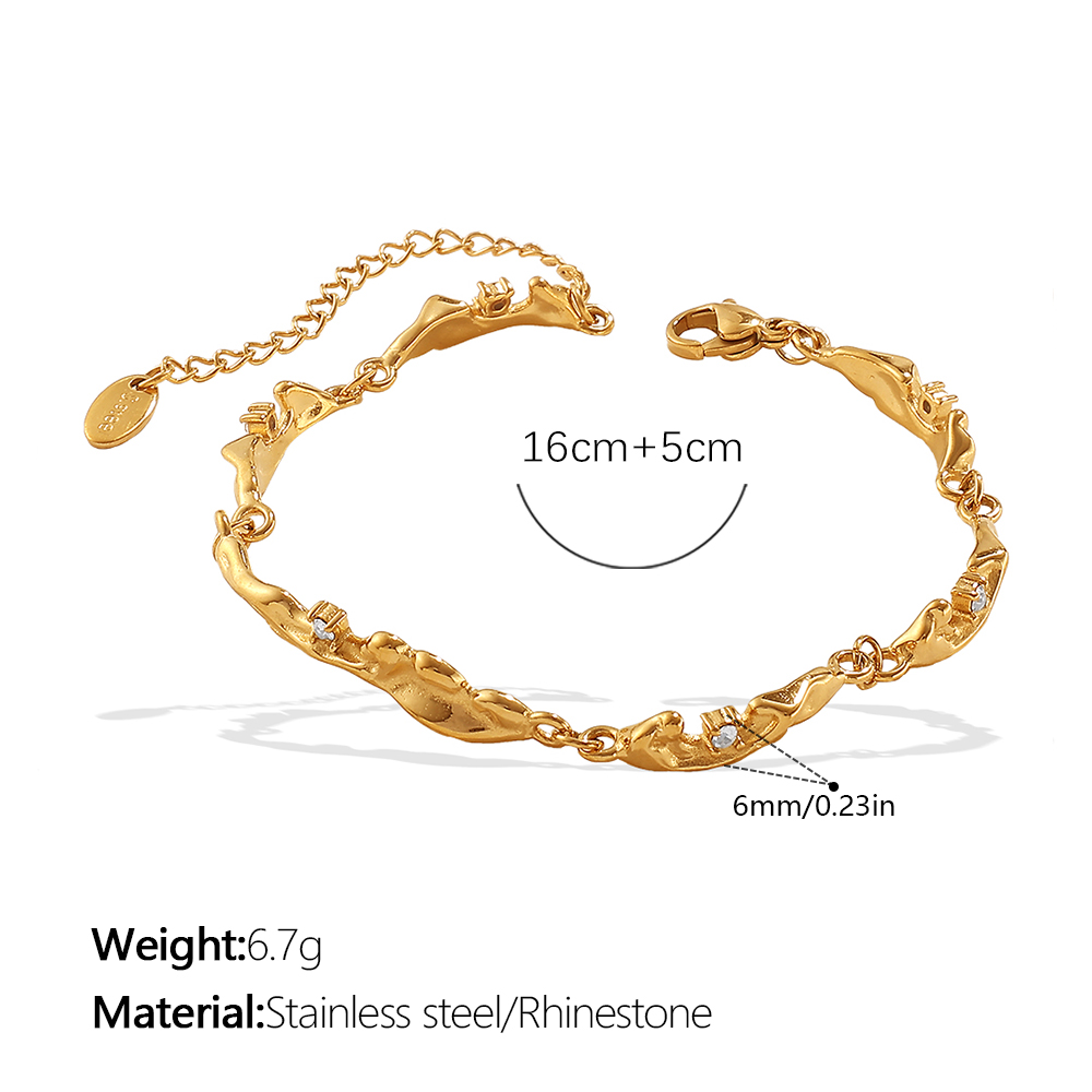 Gold Textured Openwork Bracelet, Vintage Style, Niche Design, Micro-diamond Decoration, Adjustable Bracelet from KSLY