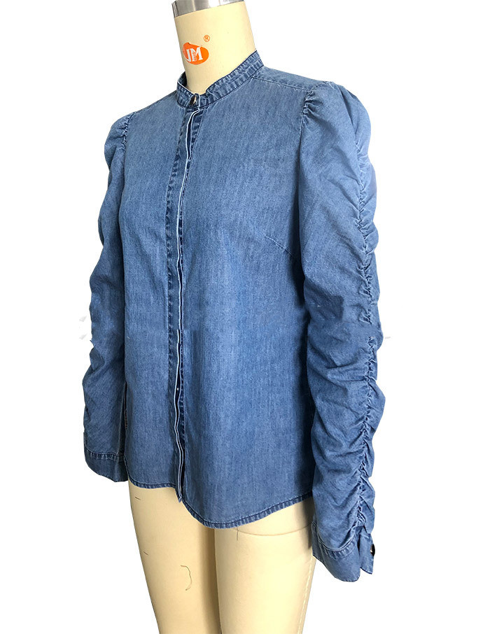 Title 6, Long-sleeved Simple Commuter Thin Denim Top