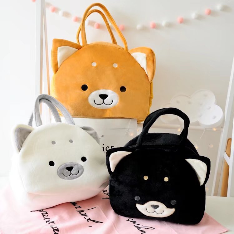 Title 7, Cartoon Three-color Akita Shiba Inu Plush Hand Bag