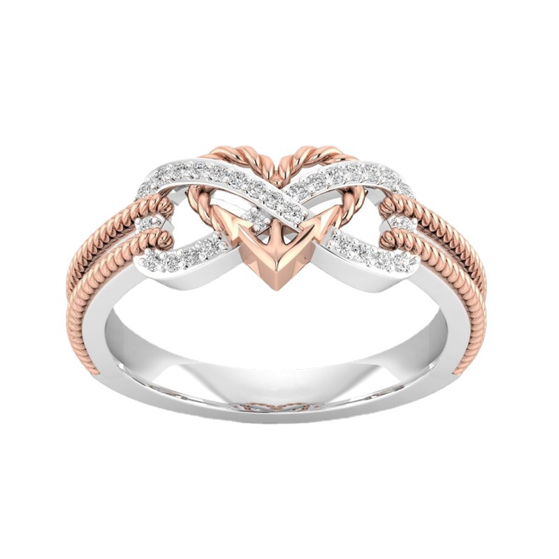 Title 4, Rosafarbener zweifarbiger Cross Love Girl-Ring