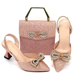 Women's Fashion Casual Party High Heels With Tote Bag - Skin-43 - View 1