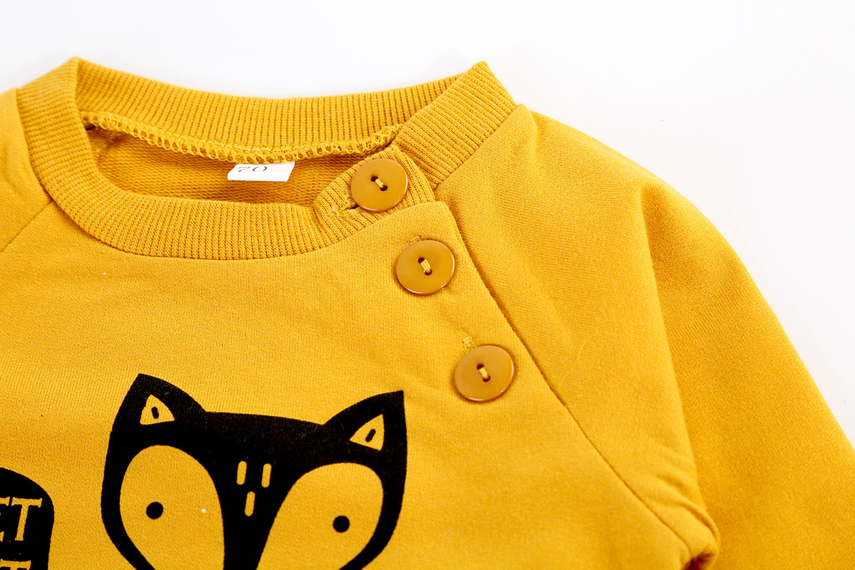 Children's Three-piece Pullover High Waist Pants Cartoon Fox Print