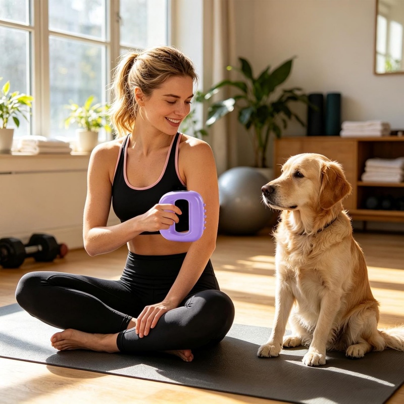 Electric Fascia Ring Massager Heat 3 Modes 5 Levels Rechargeable USB-C Purple — image 2