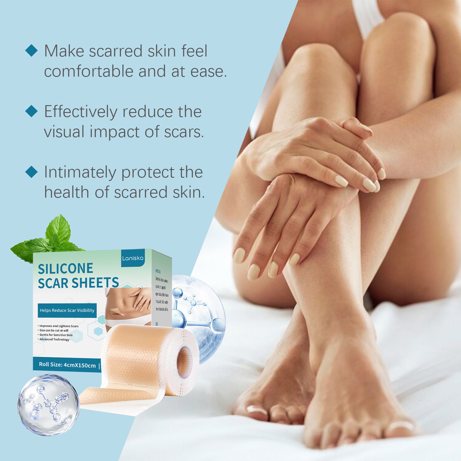 Silicone Care Patches Silicone Scar Sheets Daily Gentle Care Conforms To Body Skin Smooth, Breathable, Comfortable, Nourishing