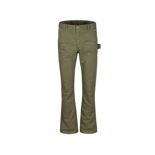 Trousers Unisex Washed Distressed Army Green Jeans Green - Shop at LoveMi
