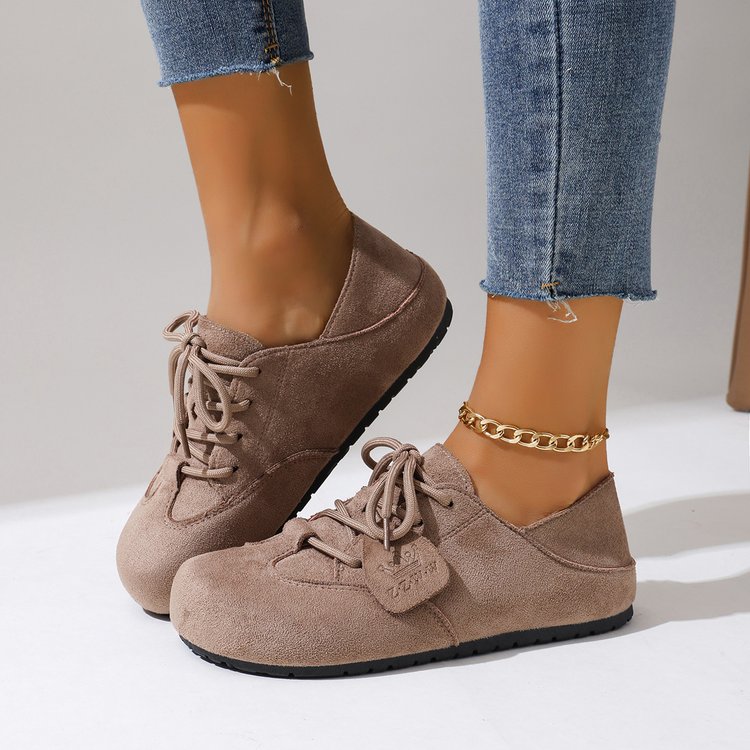 Women's Korean Suede Retro Round Toe Ugly Cute Casual Flats, 2025 Autumn New Two-Wear Birkenstock Style Shoes