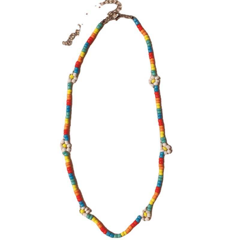 Colorful Bohemian Glass Rice Bead Necklace