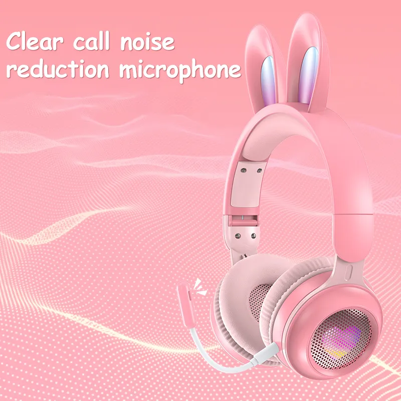 Rabbit Ear Headphones Wireless Luminous Extendable Wheat Headphones – image 2