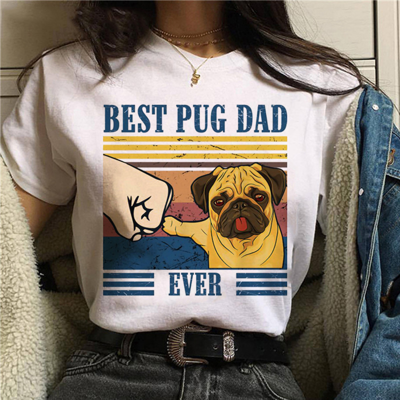 Title 8, Pet Dog Cartoon Print Round Neck Short Sleeve