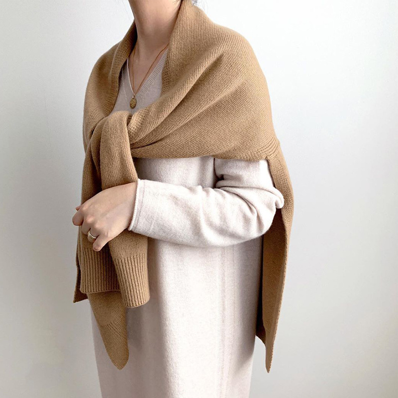 Fashionable Knitted Woolen Pure Color Warm Female Scarf