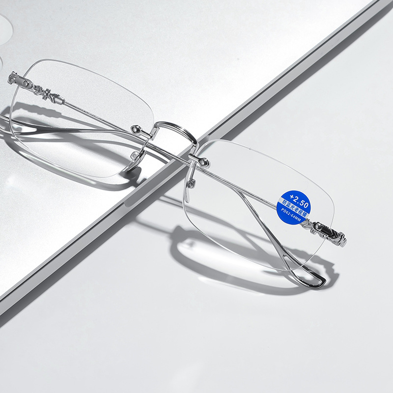 Men’s Frameless Reading Glasses Anti Blue Light Radiation HD