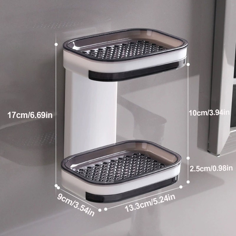 Wall Mount Self Draining Soap Dish NoDrilling Bar Holder For Shower