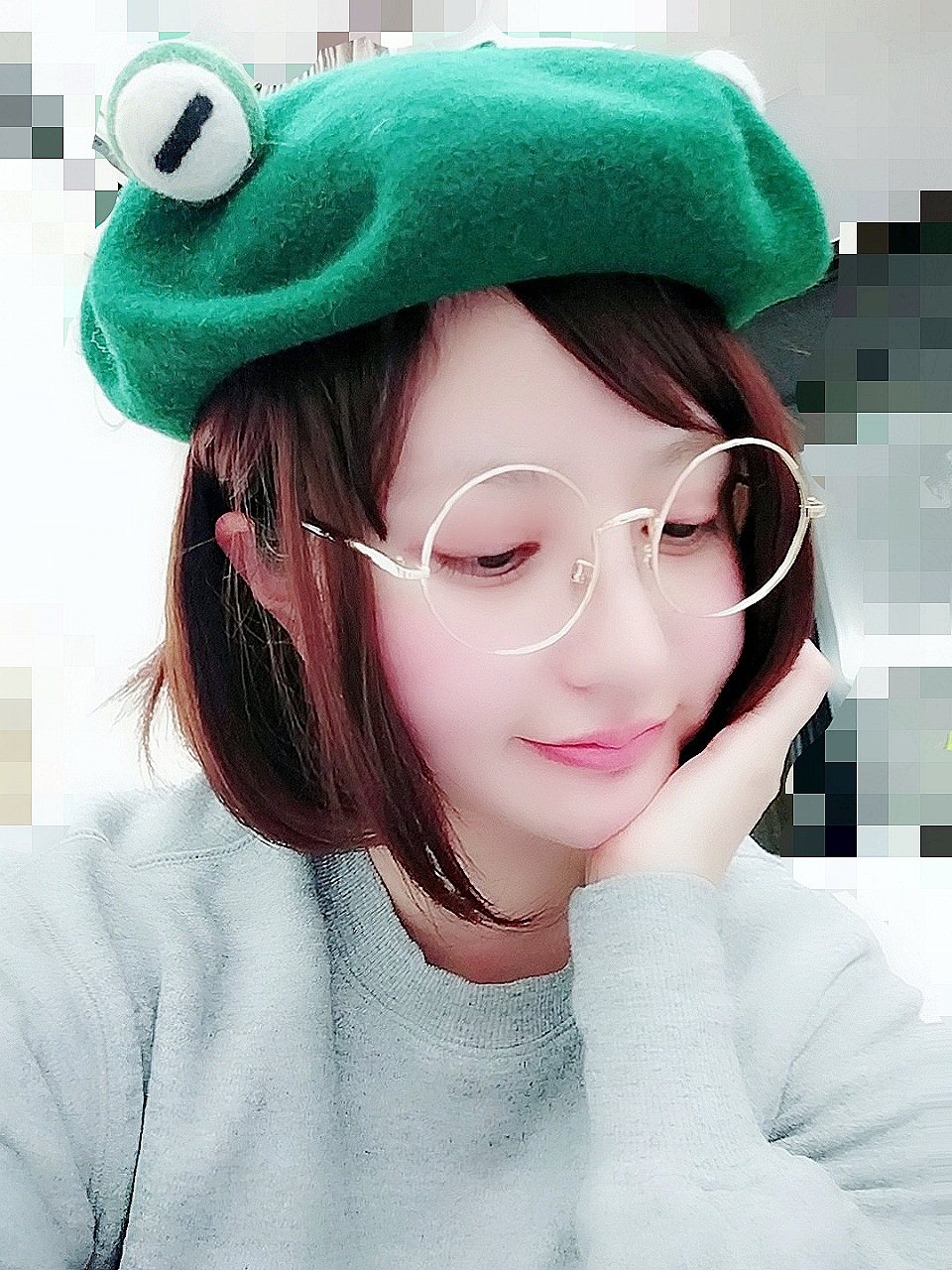 Handmade Wool Felt Cute Funny Frog Beret Forgive Green Hat Break Up Gift Green Hat