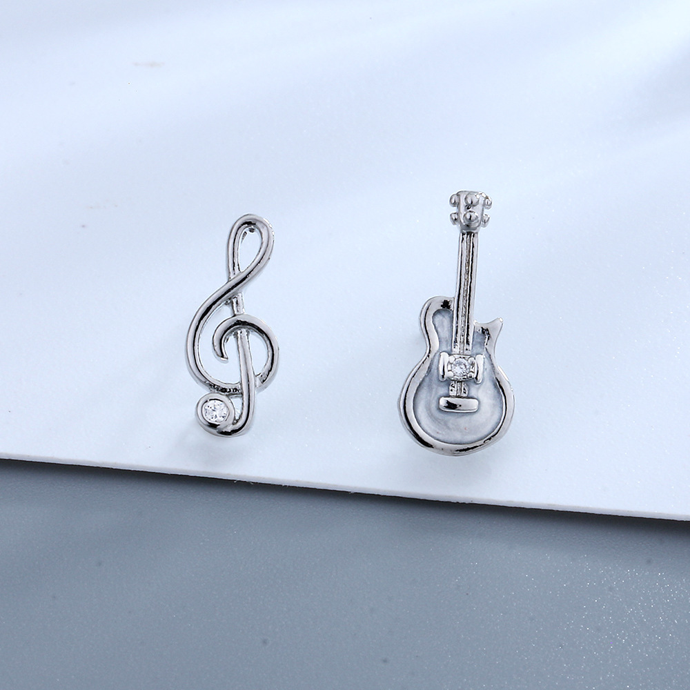 Title 4, Creative Cute Guitar Note Shape Earrings, a cha...