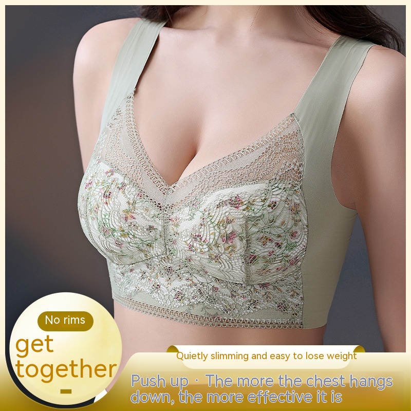 Title 6, Small Floral Ice Silk Seamless Beautiful Back Bra