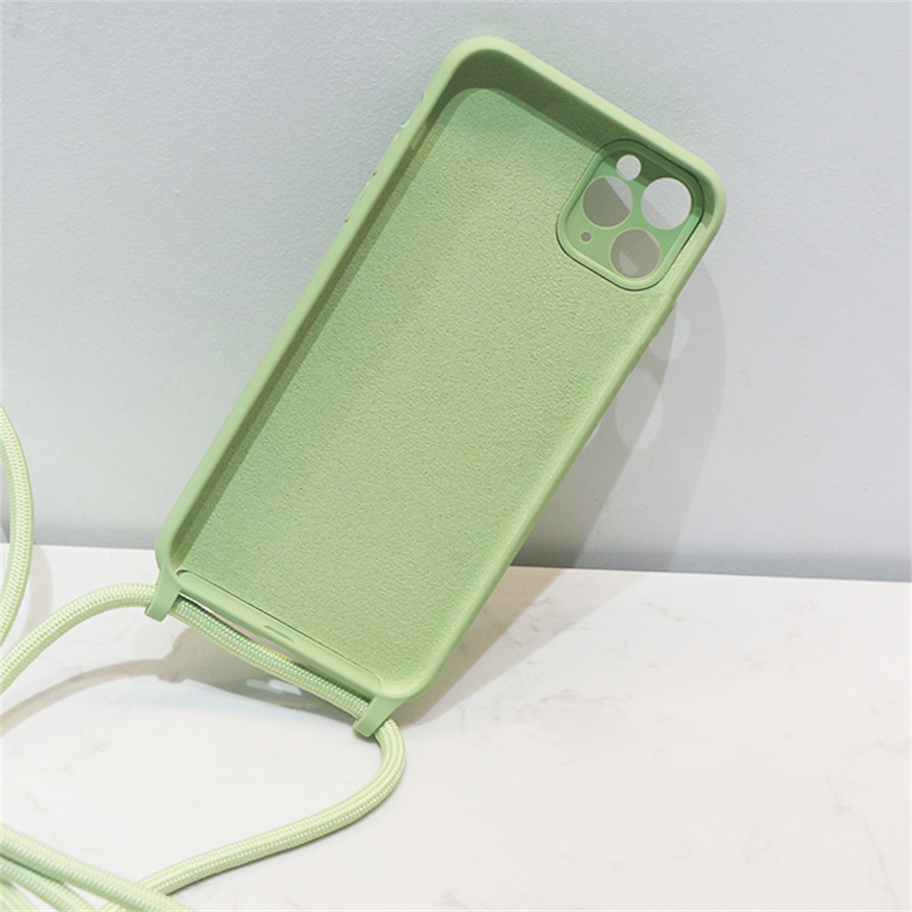 Simple Solid Color Messenger Lanyard Liquid Silicone Fine Hole Mobile Phone Case - Image 5