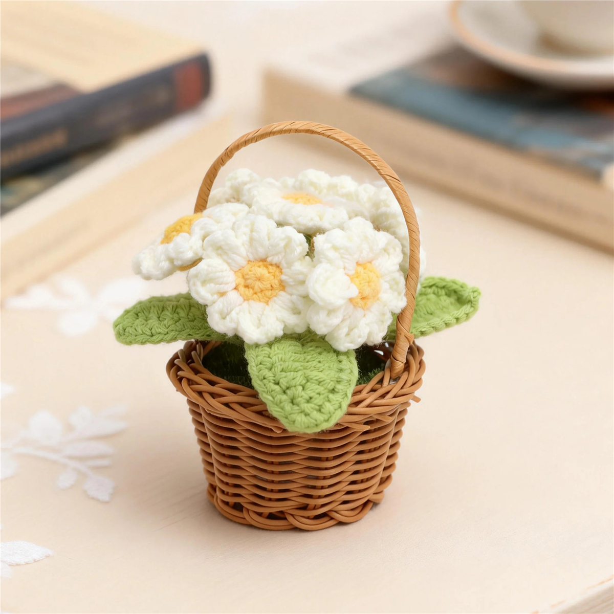 Crochet Flower Basket Ornament Set, picture 5 of 5