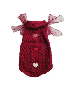 MOG Pet Super Cute Sweater New Year Warm Cat British Short Autumn And Winter Clothes - Wine Red - View 1